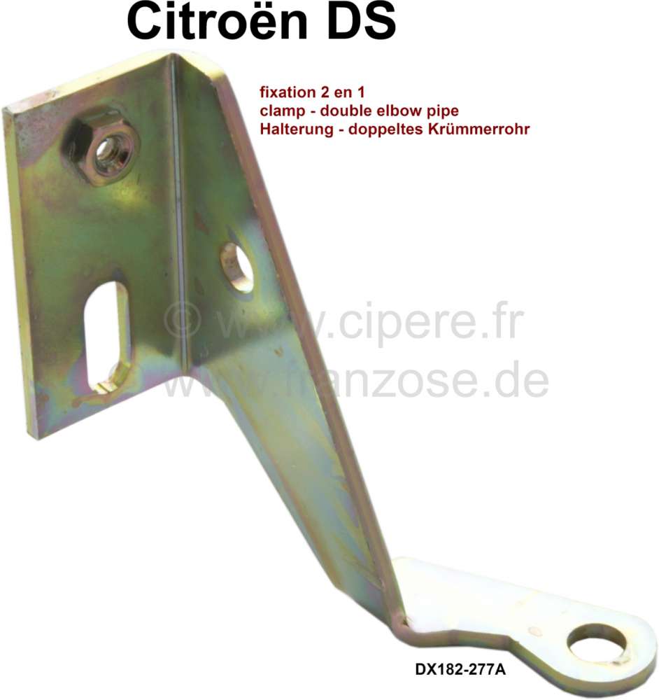 Citroen-DS-11CV-HY - Bracket for the exhaust clamp, for the double elbow pipe. Suitable for Citroen DS. It is o