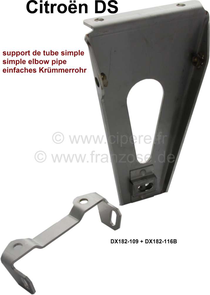 Citroen-DS-11CV-HY - Fixture for the exhaust clip, for the simple elbow pipe. Suitable for Citroen DS. 2 pieces