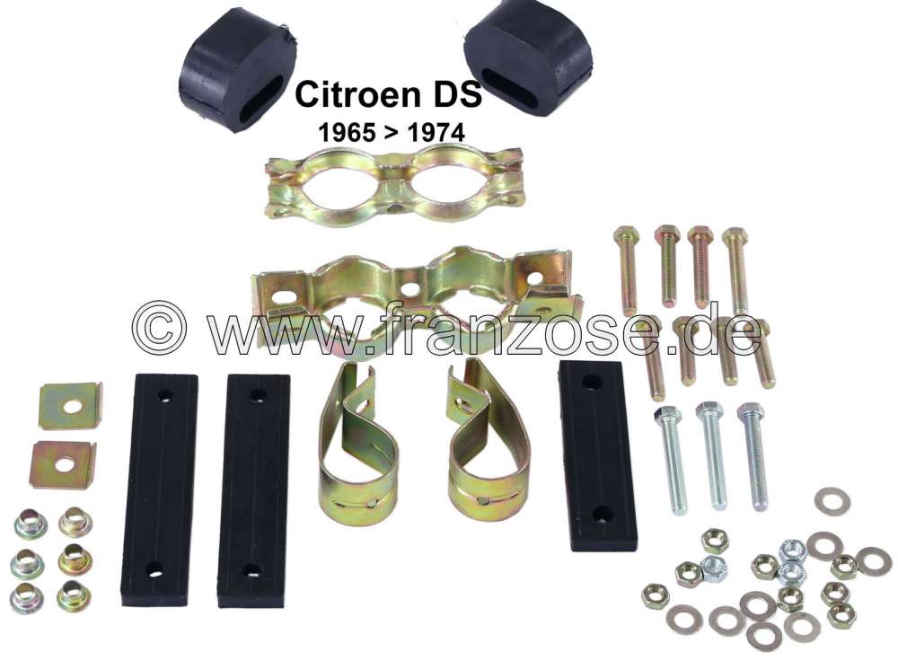 Citroen-2CV - DS starting from 65, mounting set for the exhaust, starting from the front muffler. Inclus