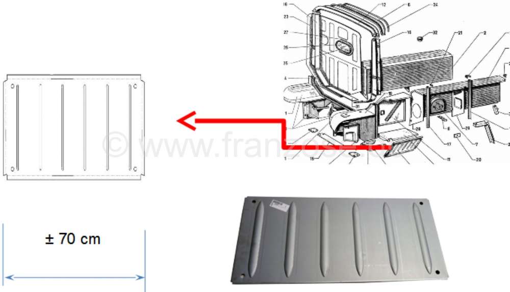 Citroen-DS-11CV-HY - External sheet metal for the reinforcement hollow space on the left + on the right behind 
