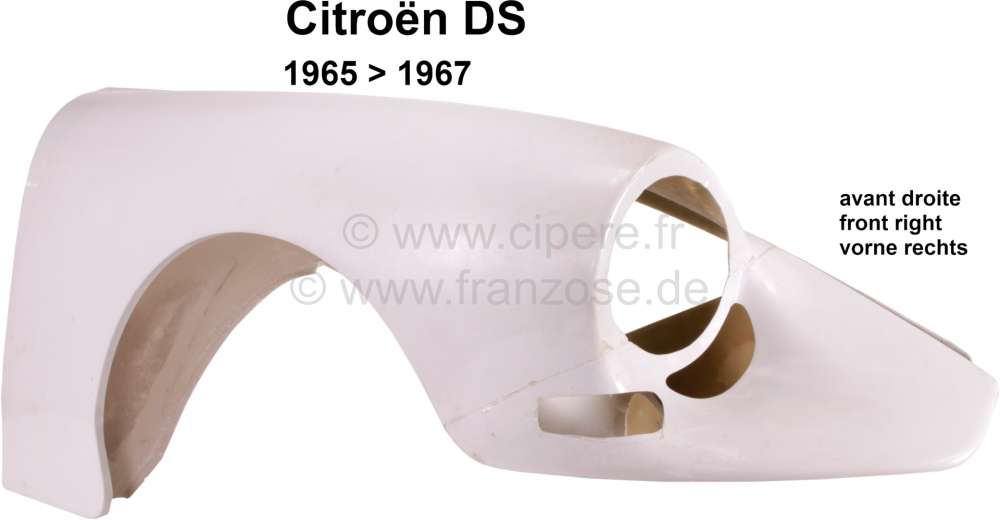 Citroen-DS-11CV-HY - Fender in front on the right, from synthetic. Suitable for Citroen DS, of year of construc