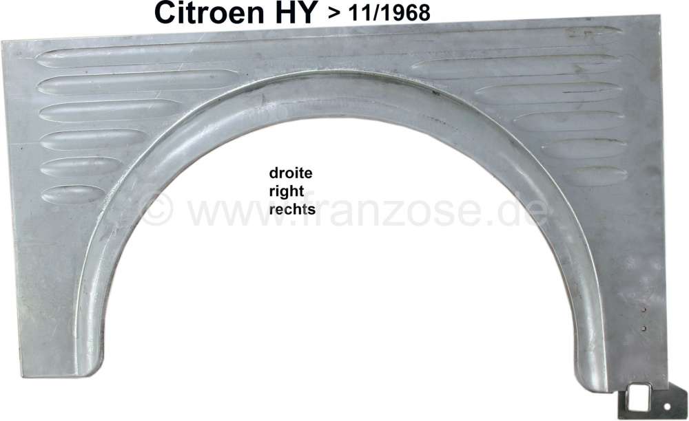 Citroen-DS-11CV-HY - Fender at the rear right, made from sheet metal. (round wheel arch). Suitable for Citroen 
