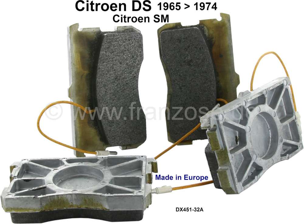 Citroen-DS-11CV-HY - Brake pads in front, suitable for Citroen DS, starting from year of construction 1965. Cit