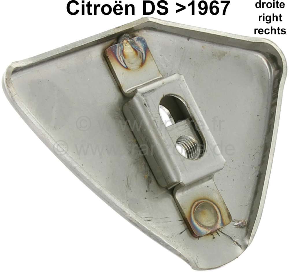 Citroen-DS-11CV-HY - End tip on the right (mounting plate with cage nut), for the bumper in front (for welding 