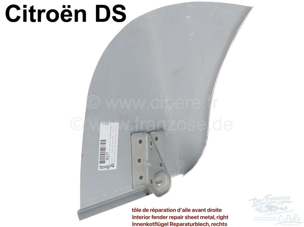Citroen-DS-11CV-HY - Fender in front on the right. Interior fender repair sheet metal. The sheet metal is suppl