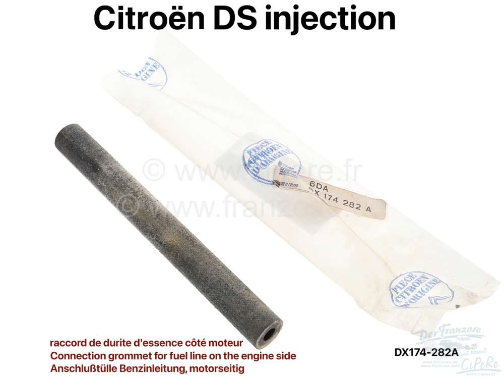 Citroen-DS-11CV-HY - Connection grommet for fuel line on the engine side DS IE. Fabric covered. Or. No. DX174-2