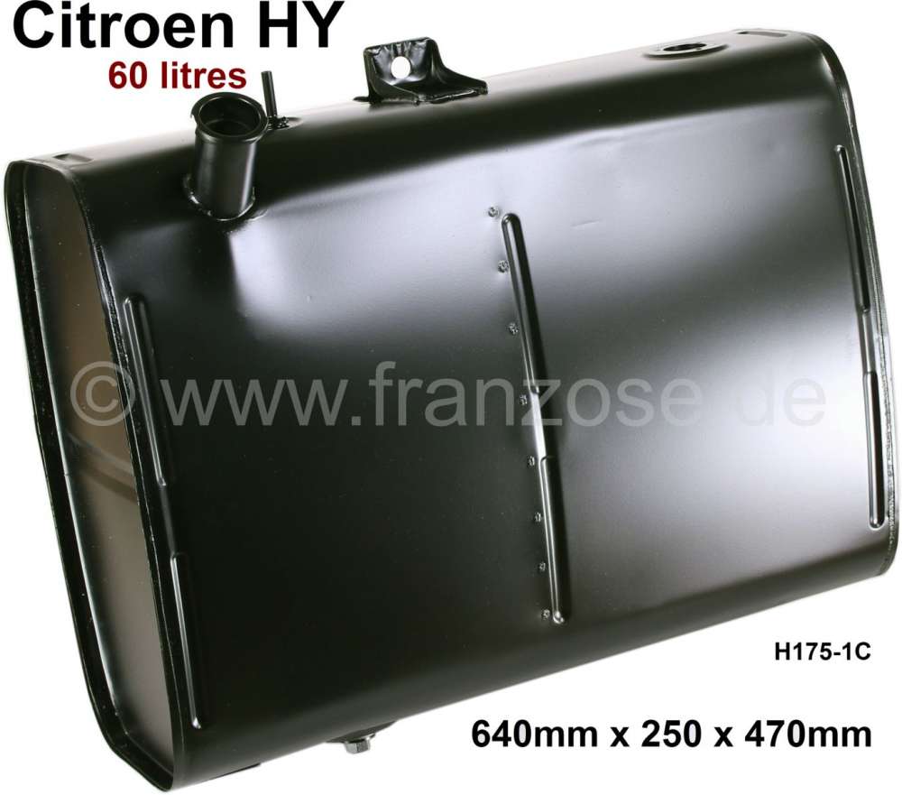 Citroen-DS-11CV-HY - Fuel tank 60 liters. Suitable for Citroen HY, all years of construction. Length: 640mm. Wi