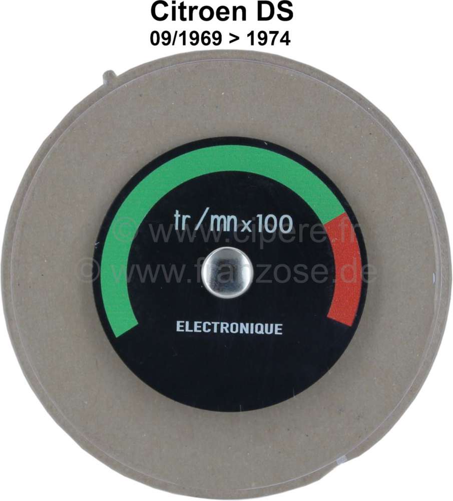 Citroen-DS-11CV-HY - Dashboard: Disk (synthetic, transparency, printed) for the tachograph. Suitable for Citroe