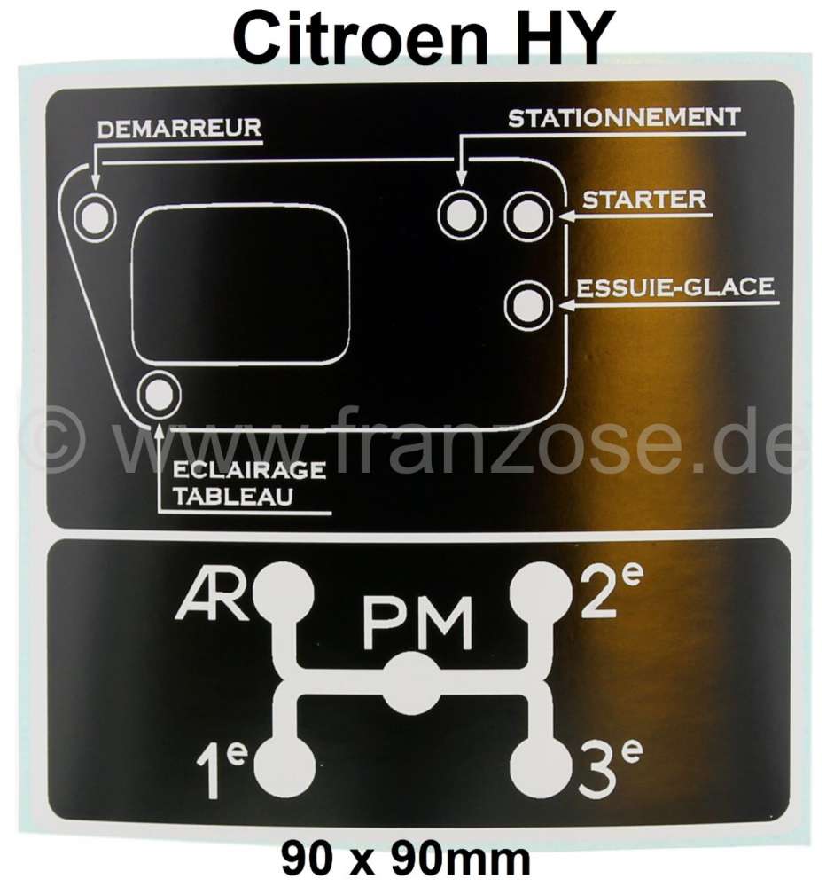 Citroen-DS-11CV-HY - Label, for the gear shift at the dashboard. Old version. Suitable for Citroen HY.