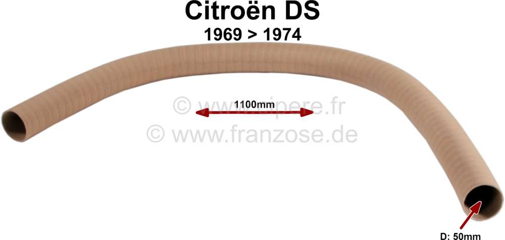 Sonstige-Citroen - Ventilation hose, suitable for Citroën DS. Inside diameter: 50mm. Length: 1100mm.