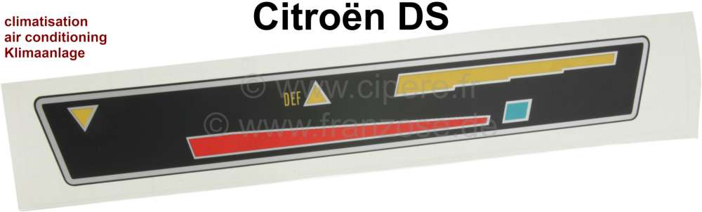 Citroen-DS-11CV-HY - Sticker for the heating regulation / air conditioning. Suitable for Citroen DS, only with 