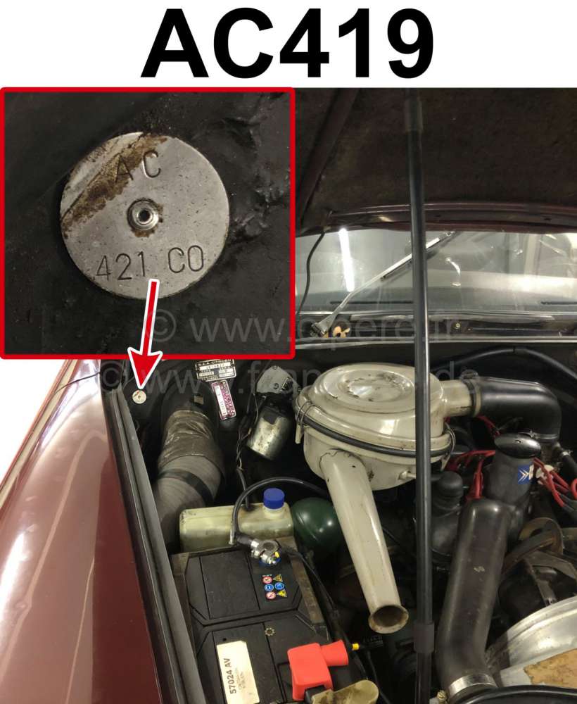Alle - Identification plate color: AC419. Mounted in the engine compartment Citroen DS
