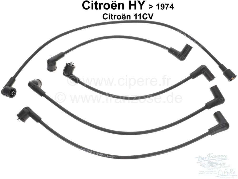 Citroen-DS-11CV-HY - Ignition cable set, suitable for Citroen 11CV. Citroen HY, up to model year 1963. Or. No. 