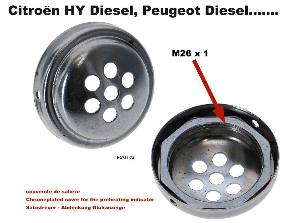 Alle - Chrome-plated cover for the preheating indicator (also known as the 'salt shaker'). Origin