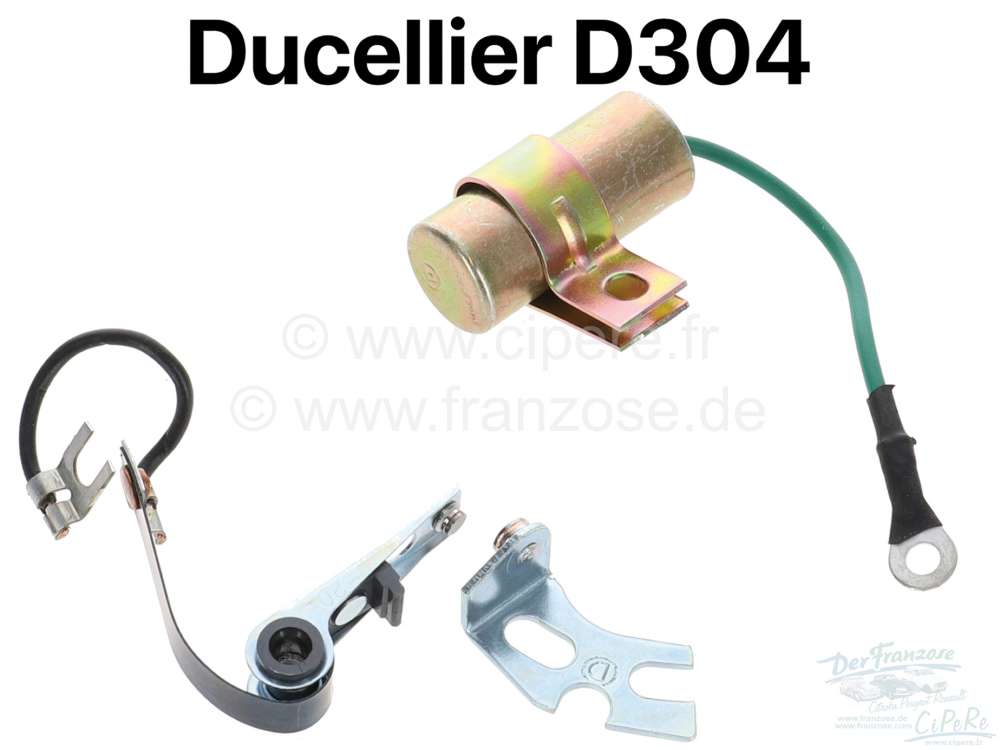 Citroen-2CV - Ducellier, ignition contact + condenser (D304). Suitable for Citroen DS (engine DY3). Citr