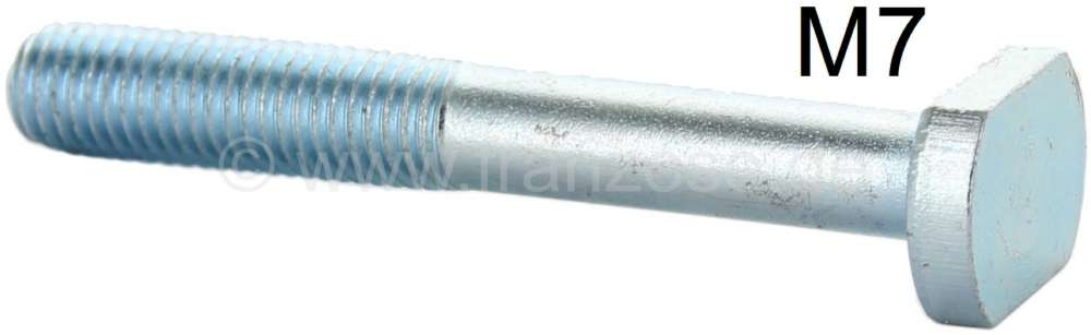 Citroen-DS-11CV-HY - Exhaust clip (elbow clip) fixing bolt M7. Flattened head. Overall length: 56mm. Suitable f