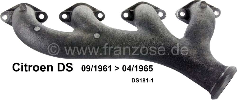 Citroen-DS-11CV-HY - Exhaust elbow, without securement for a heat protection shield. 4 in 1 manifold. Suitable 