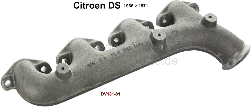 Citroen-DS-11CV-HY - Exhaust elbow, with securement for an heat protection shield. 4 in 1 manifold. Suitable fo