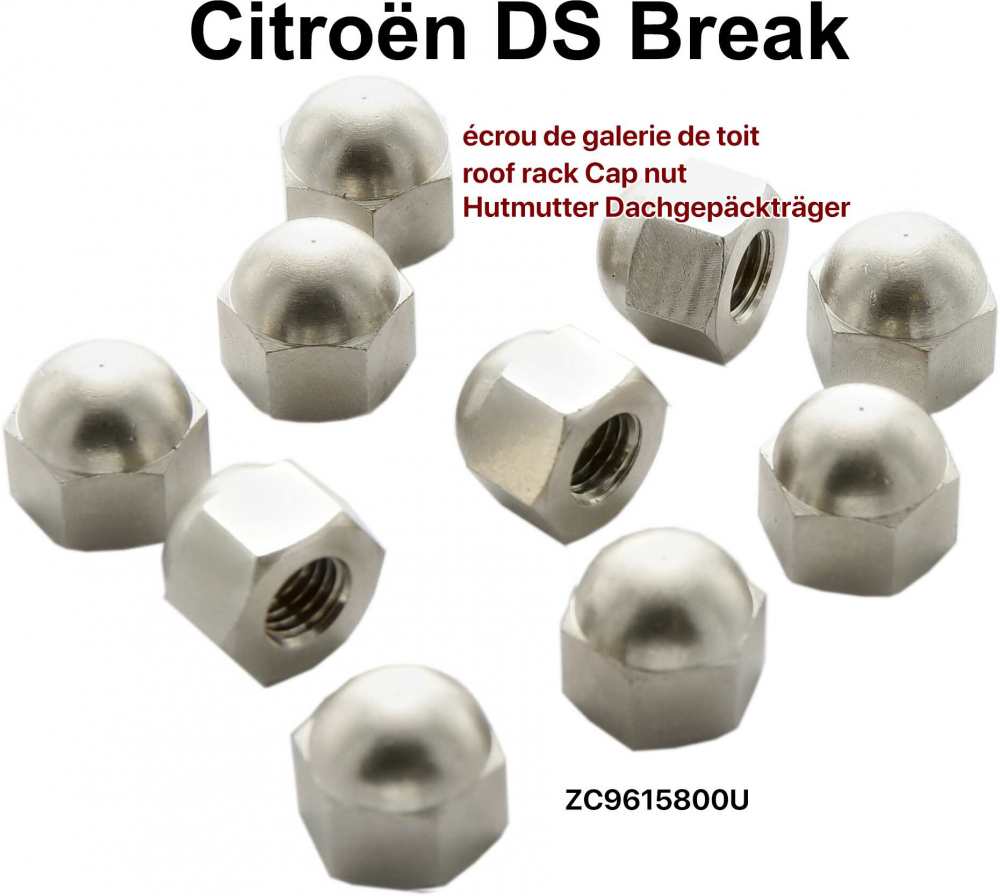Citroen-DS-11CV-HY - Roof rack: Cap nut (10x) for fixing the roof rack. Suitable for Citroen DS Break. Or. No. 