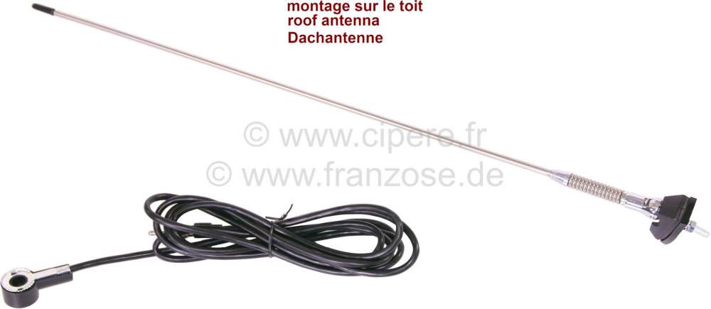 Citroen-DS-11CV-HY - Roof antenna with spring mounting (spiral), suitable for Citroen DS. This antenna is also 