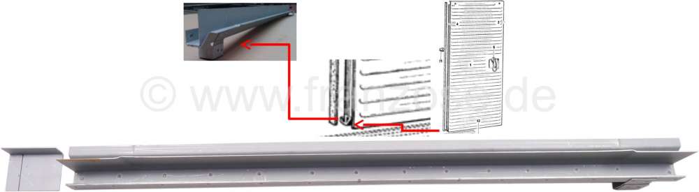 Citroen-DS-11CV-HY - Rail down (pre-mounted), at the sliding door. Suitable for Citroen HY.