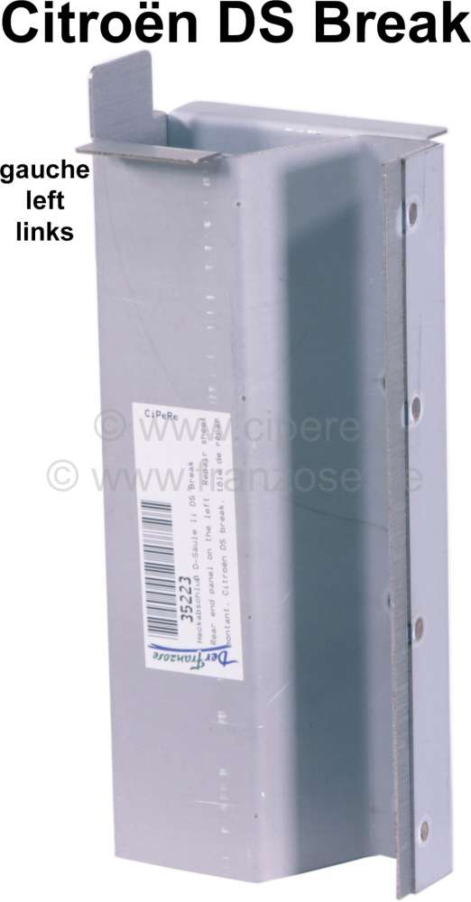 Citroen-DS-11CV-HY - Rear end panel on the left. Repair sheet metal for d-post. Suitable for Citroen DS BREAK.
