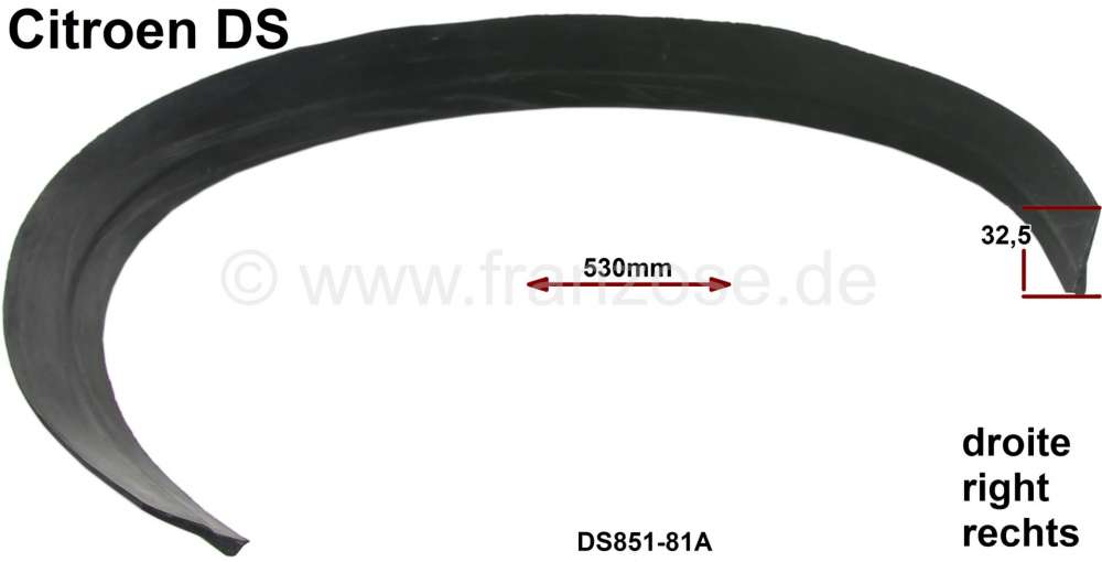 Citroen-DS-11CV-HY - Rear end panel on the right, seal rubber for the ear rear on the right (transition from th