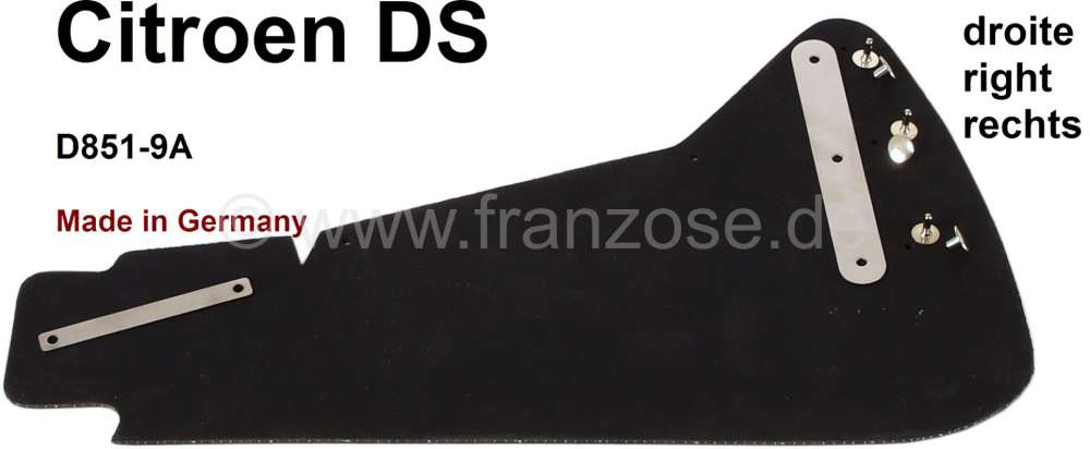 Citroen-DS-11CV-HY - Rear end right, dirt flap with stainless steel brackets (splash guard for the rear wheel).
