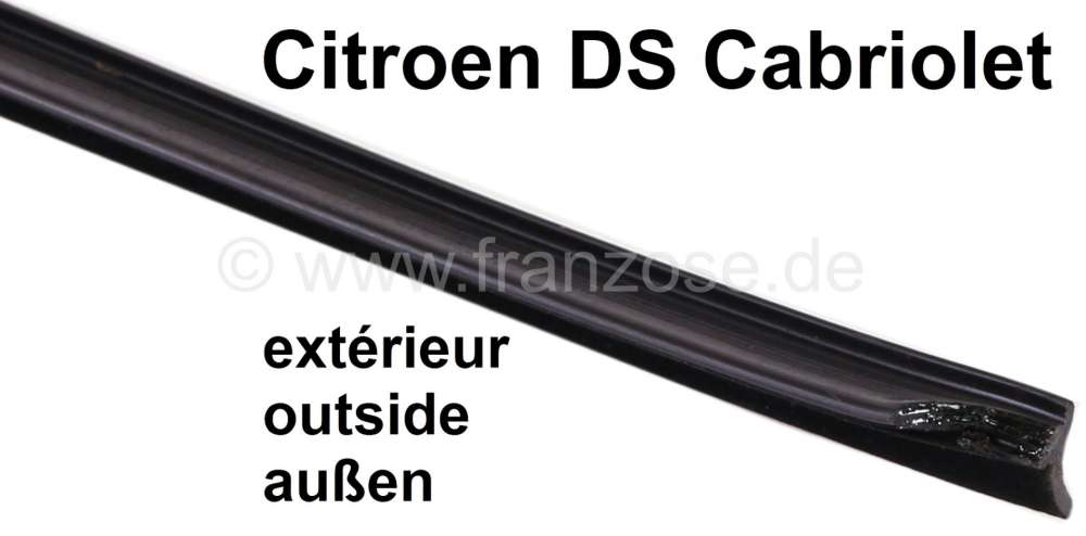 Citroen-DS-11CV-HY - Window shaft seal outside. Suitable for Citroen DS Cabrio! Per piece. Or. No. 7D5400771C