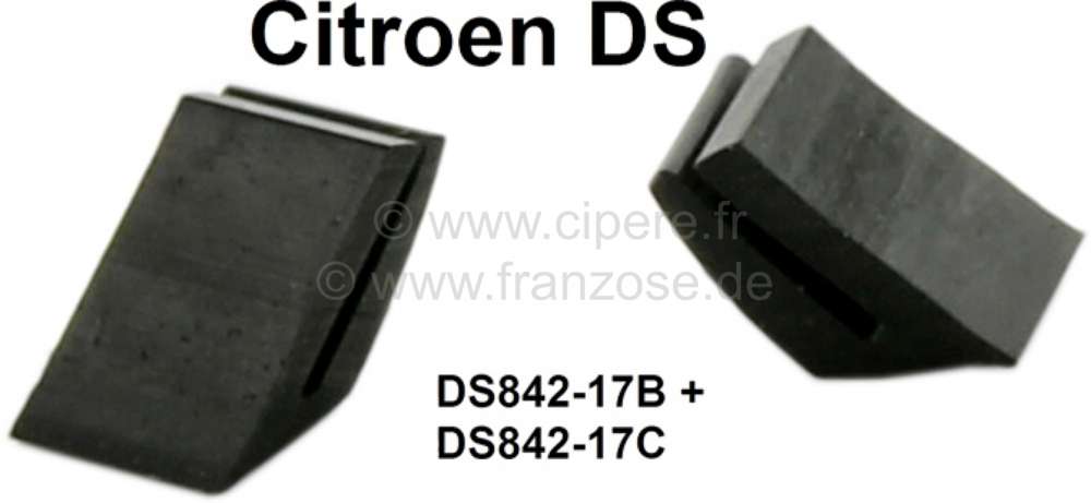 Citroen-2CV - Rubber stop (left + right) down, for the front chrome cover at the C-support. Suitable for
