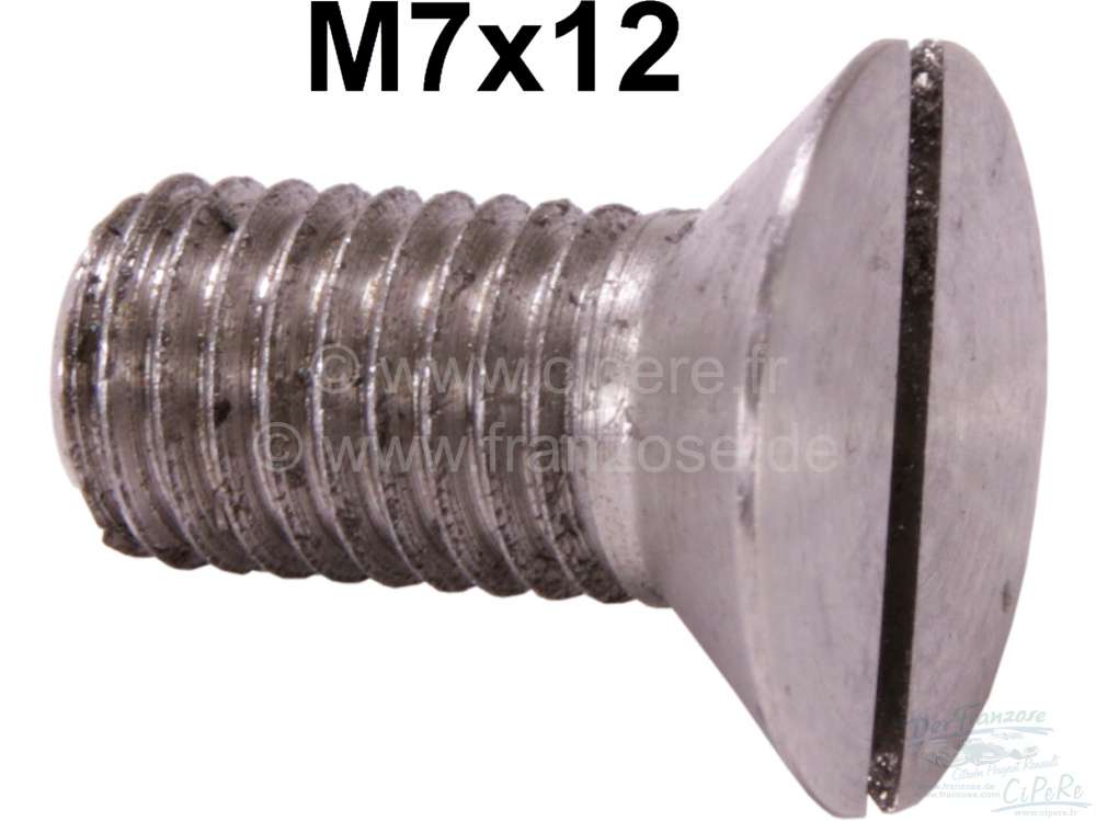 Citroen-DS-11CV-HY - M7x12. Countersunk screw 7mm, with flat bolt head! Material: High-grade steel. The bolt he