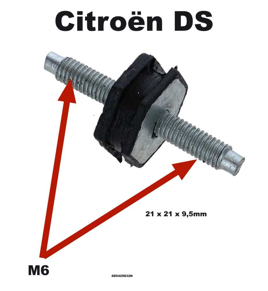 Citroen-DS-11CV-HY - Rubber element base, for the securement of the radiator compensating tank. Suitable for Ci