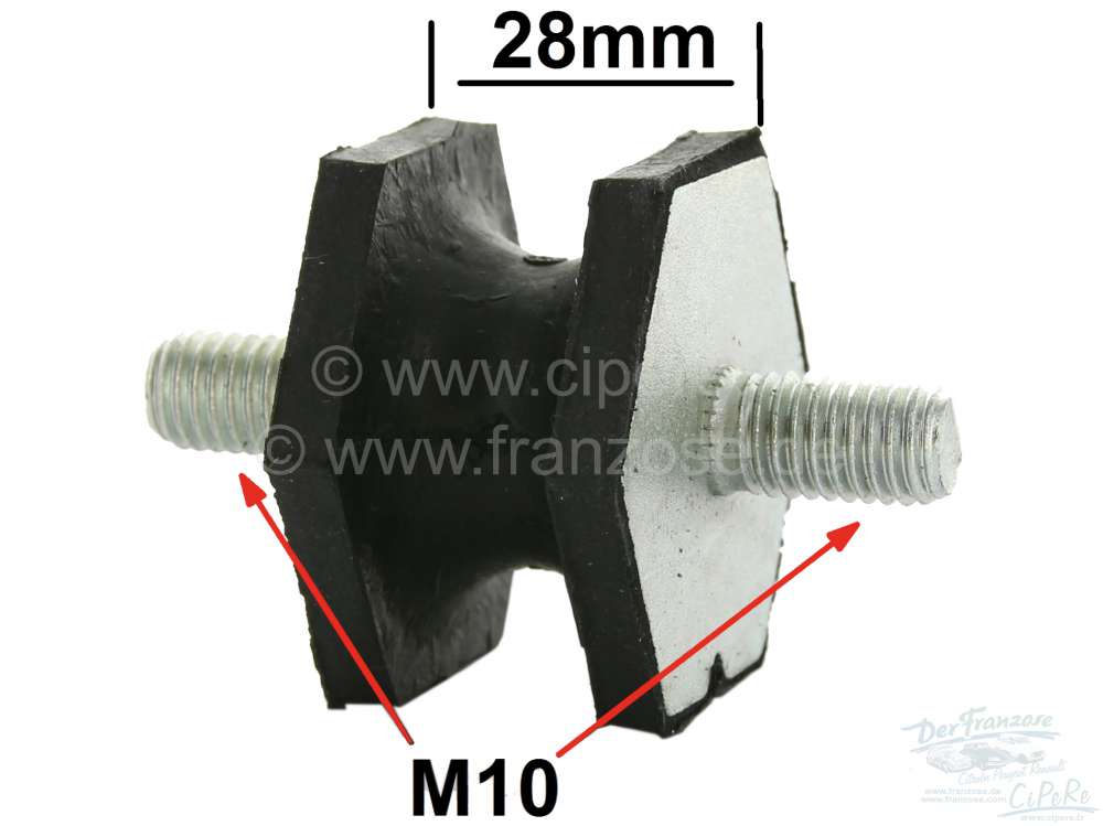 Citroen-DS-11CV-HY - Rubber silent block M10. Diameter: 40mm. Overall height: 28mm. Suitable for Renault R16 an