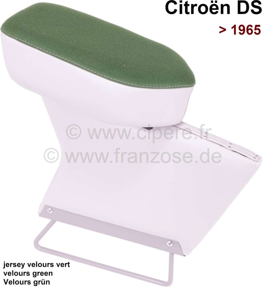 Alle - Center arm rest, suitable for Citroen DS, up to year of construction 1965. Velour green (v