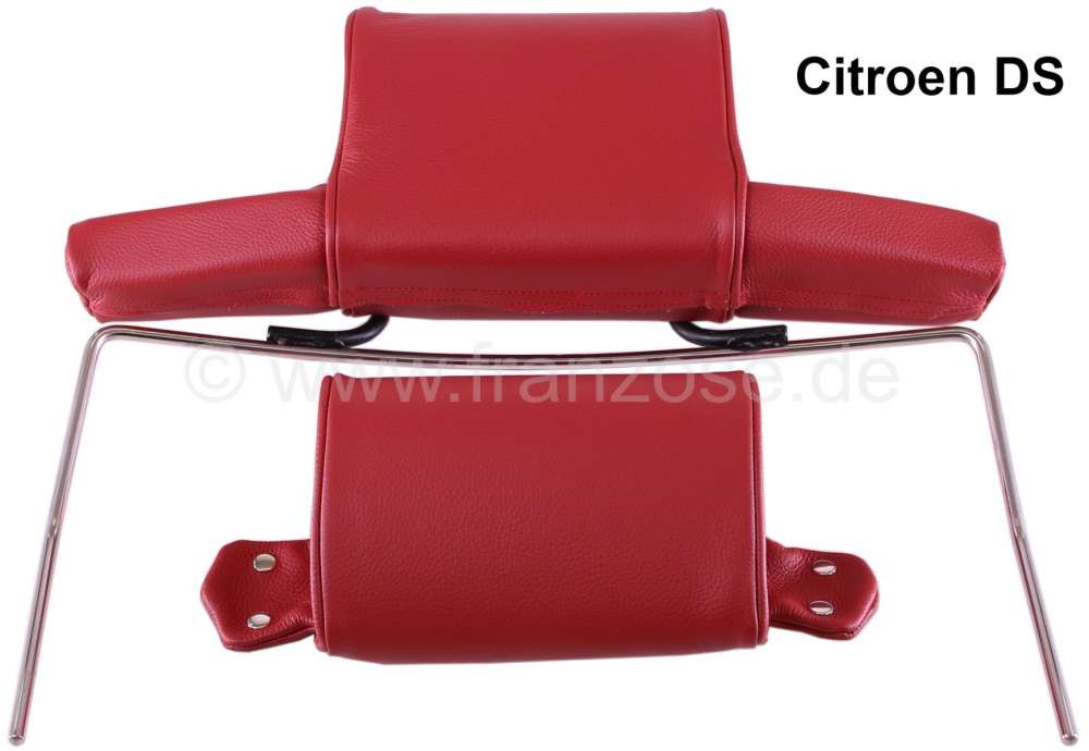 Citroen-DS-11CV-HY - Head rest wide, suitable for Citroen DS (2-piece). Leather red. Per piece.