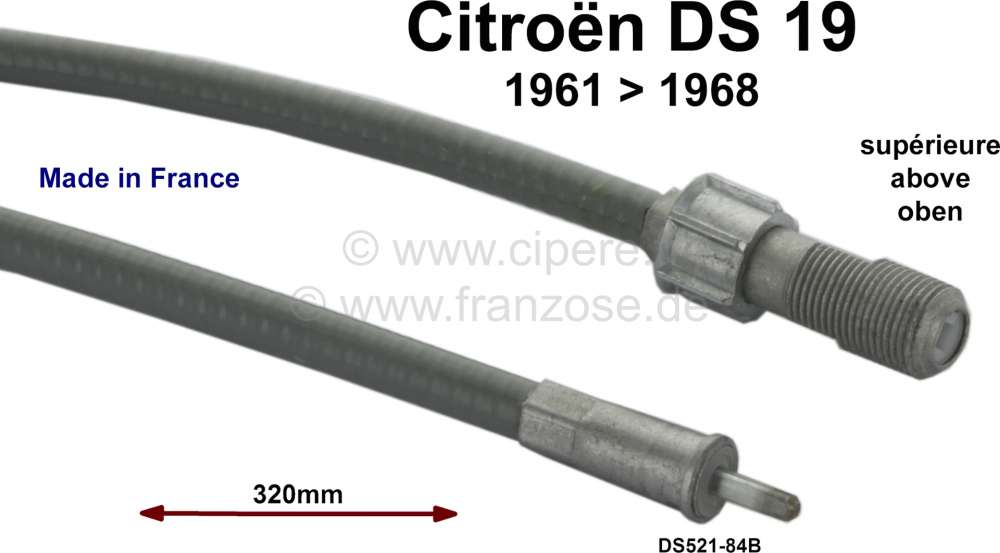 Citroen-DS-11CV-HY - Speedometer cable above. Suitable for Citroen DS19, from year of construction 1961 to 1969