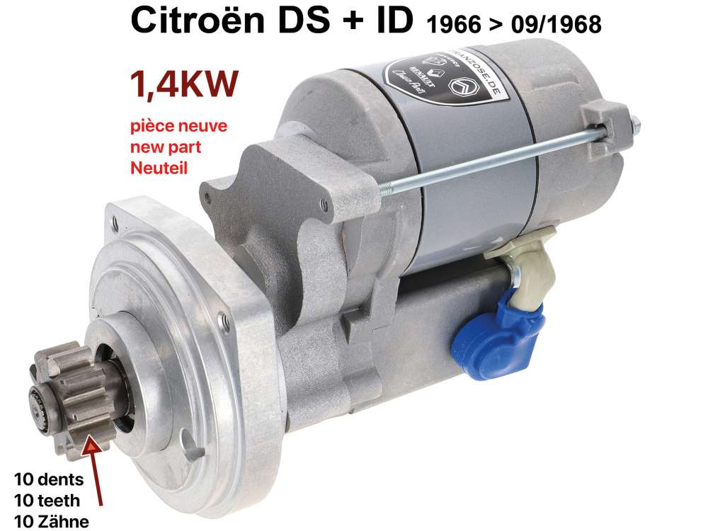 Citroen-DS-11CV-HY - High performance starter motor. Suitable for Citroen DS + ID (DV), from year of constructi