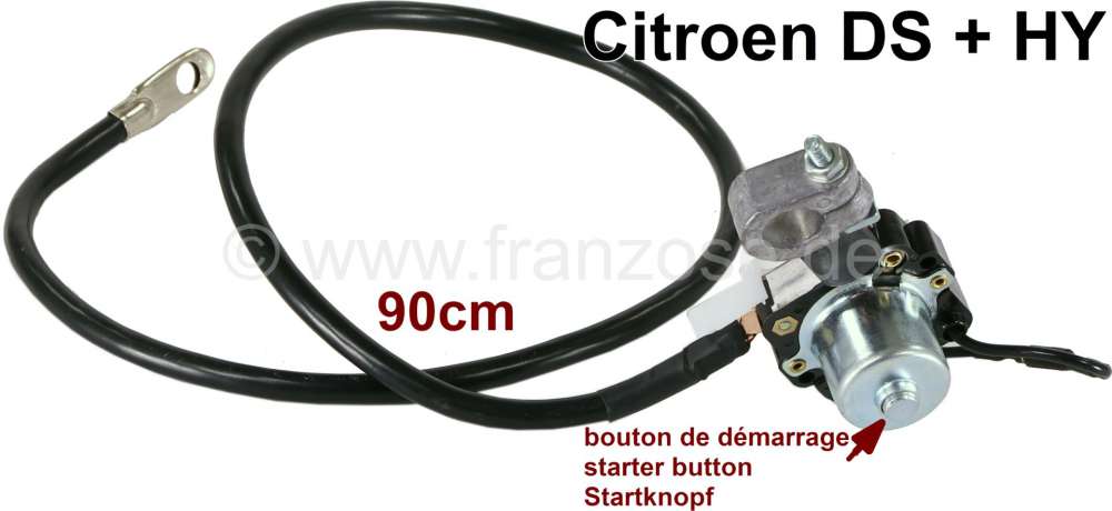 Citroen-DS-11CV-HY - Starter relay, mounted at the positive terminal of the battery. With 90cm cable. Suitable 