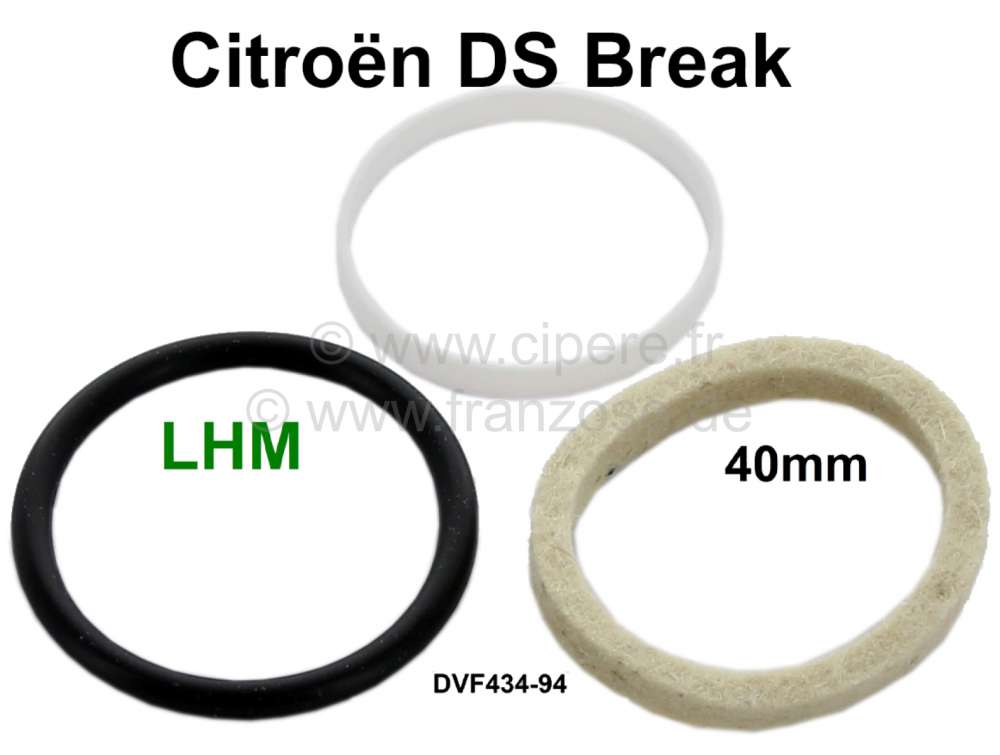 Citroen-DS-11CV-HY - Suspension cylinder sealing set LHM (40mm). Suitable for Citroen DS BREAK. Or. No. DVF 434