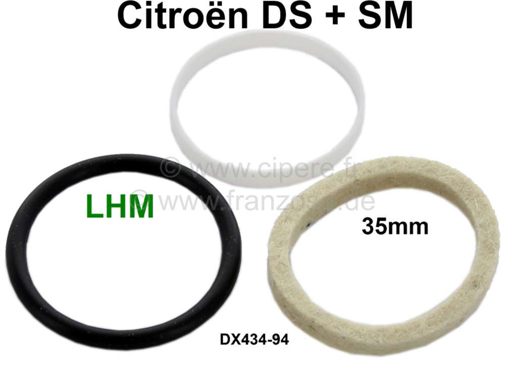 Alle - Suspension cylinder sealing set LHM (35mm). Suitable for Citroen DS sedan + Citroen SM. Or