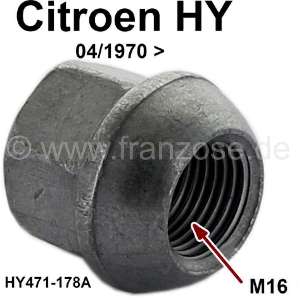 Citroen-DS-11CV-HY - Wheel nut. Suitable for Citroen HY, starting from year of construction 04/1970. Or. No. HY