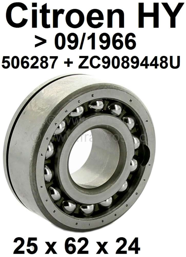 Citroen-DS-11CV-HY - Gearbox bearing above (primary shaft). Suitable for Citroen HY, of year of construction 19