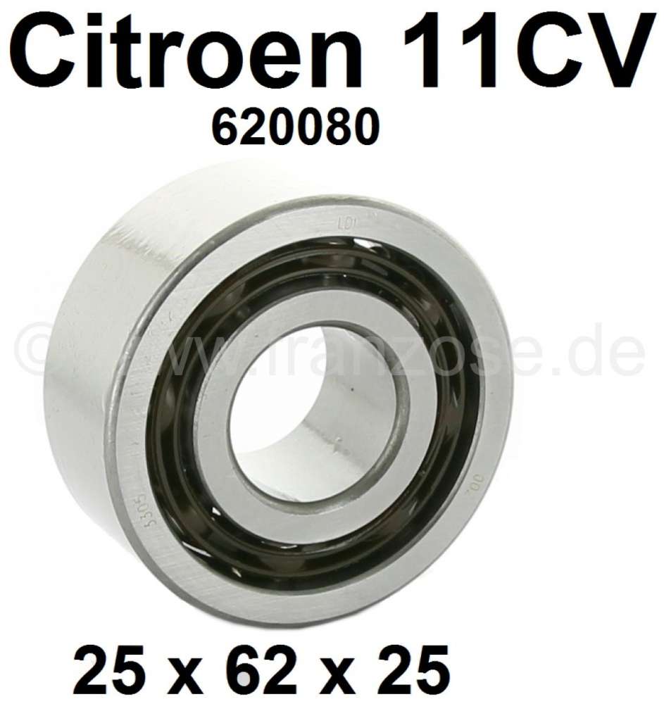 Citroen-DS-11CV-HY - Gearbox bearing, suitable for Citroen 11CV. Dimension: 25 x 62 x 25mm. Or. No. 620080.