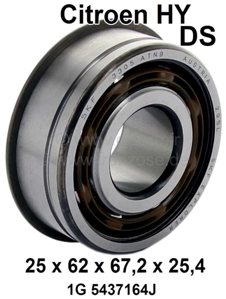 Citroen-DS-11CV-HY - Gearbox bearing on top, front (primary shaft). Suitable for Citroen HY, from year 01/1972.