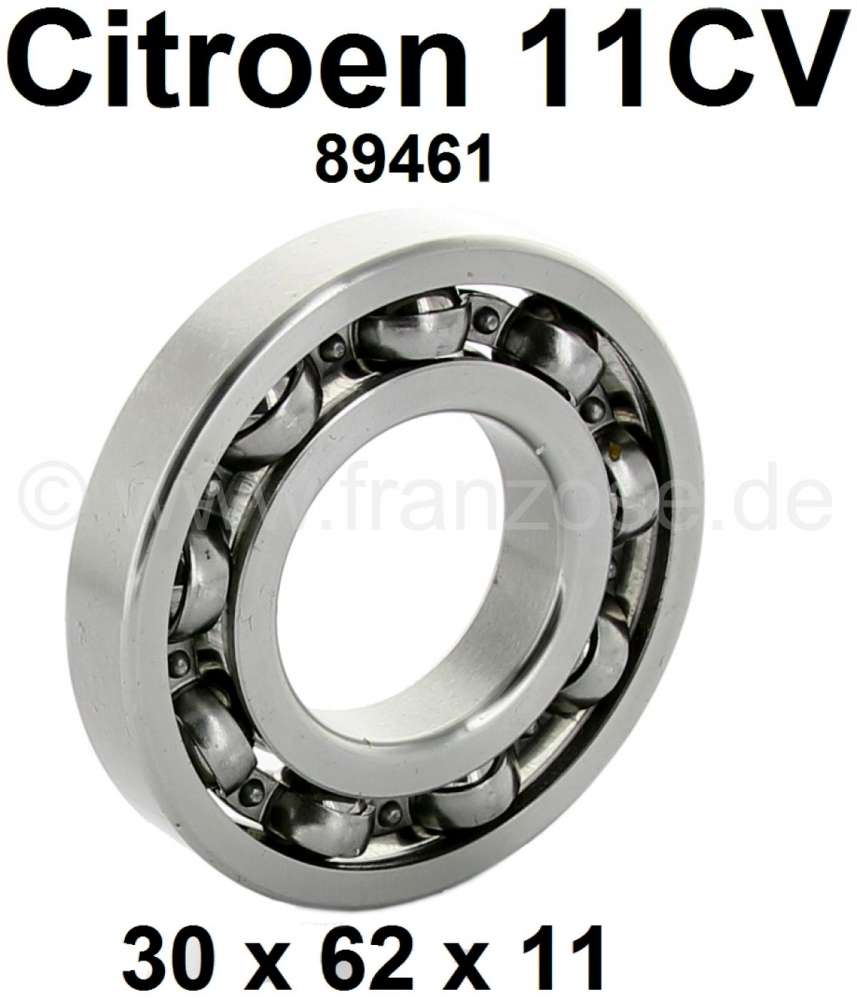 Citroen-DS-11CV-HY - Gearbox primary shaft bearing, suitable for Citroen 11CV. Dimension: 30 x 62 x 11mm. Or. N