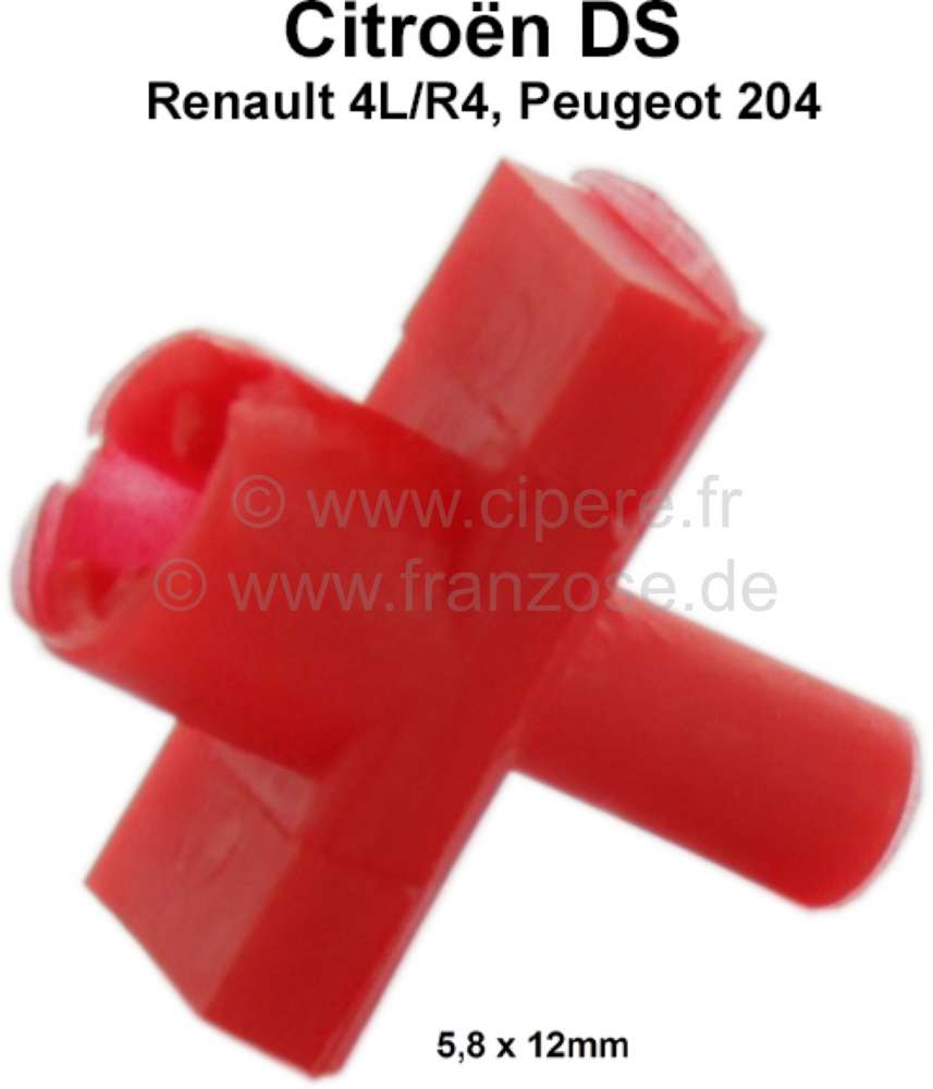Renault - Plastic clip for narrow trims. Suitable for Citroen DS, Renault R4, Peugeot 204. Dimension