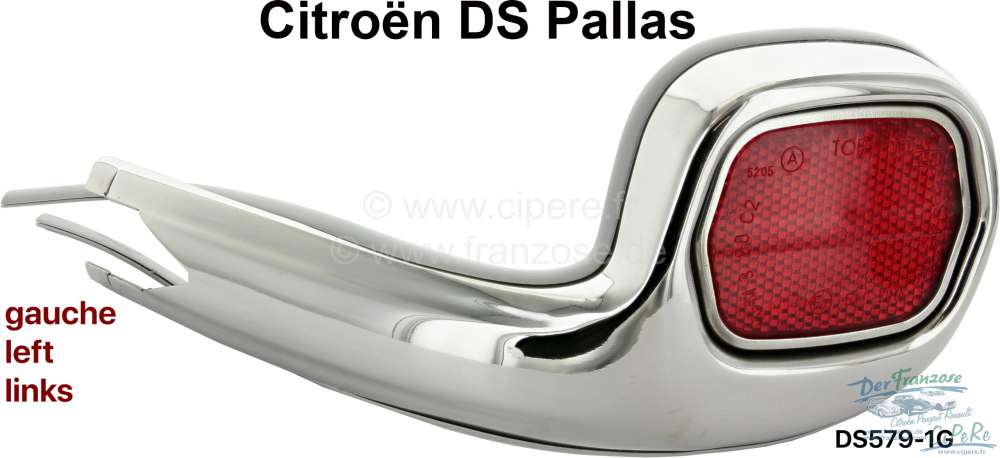 Sonstige-Citroen - Reflector complete left, with stainless steel housing. Suitable for Citroen DS Pallas. Or.