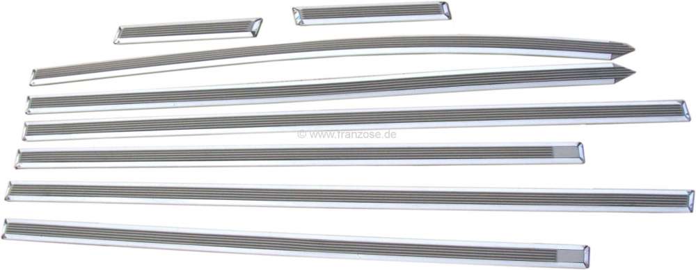 Citroen-DS-11CV-HY - Centre trim set (wide version, with white rubber). Suitable for Citroen DS Pallas (8 trims