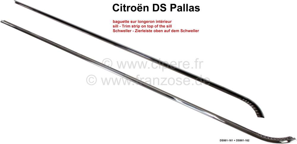 Citroen-DS-11CV-HY - Sill - Trim strip on top of the sill. The trim strip is also the border of the carpet on t