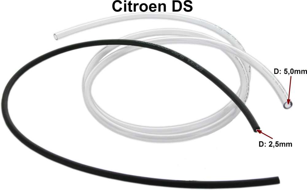 Citroen-2CV - Windshield washer system, set of tubes with clips (lighter + heavy hose). Suitable for Cit